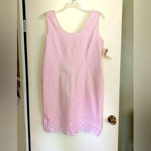 Amanda Smith size 16 sleeveless pink/white check sheath dress New